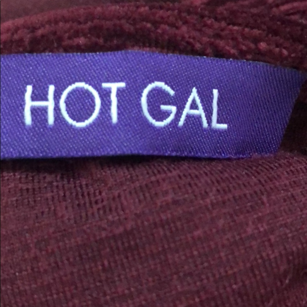 HOT GAL burgundy one piece sleeveless sexy shirt